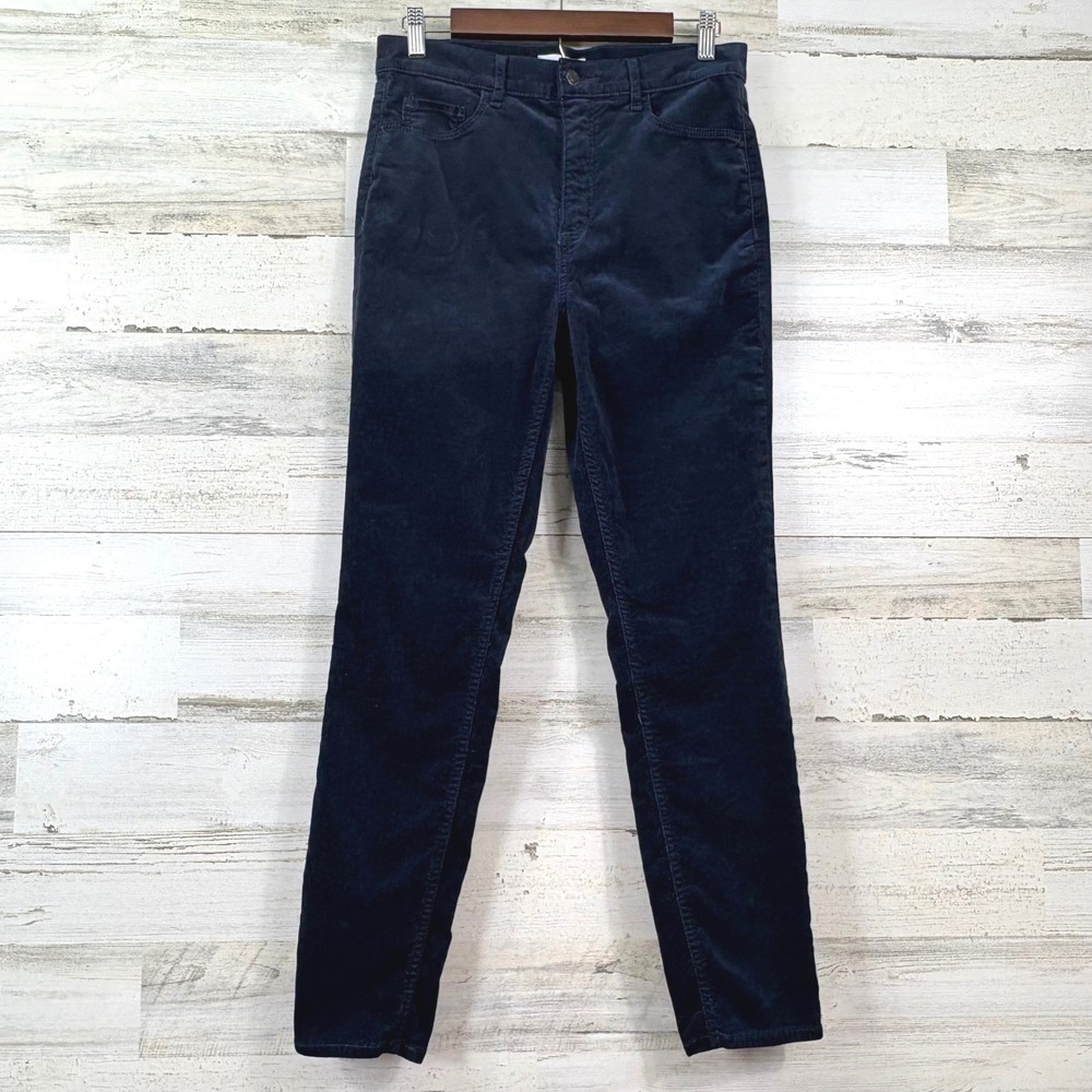 LOFT Velvet Pants Womens 29 8 Navy Blue Skinny High Rise Modern Uniform Preppy